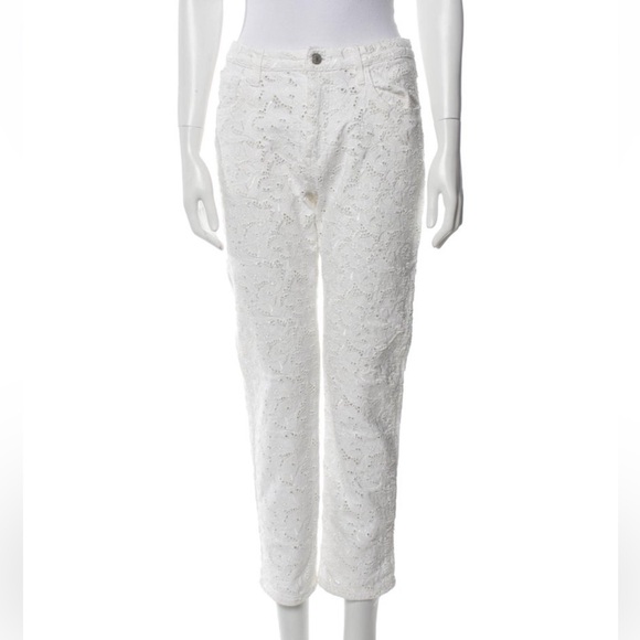 Isabel Marant Eyelet Lace Pants 🤍 White Designer Straight LegUS 6 / FR 36